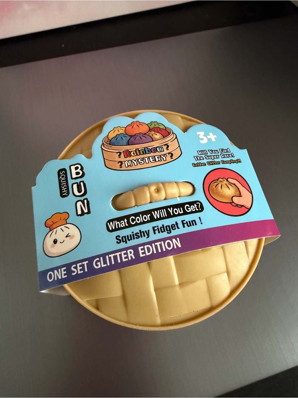 Gold Glitter Squishy Bun Fidget Toy - Mystery Edition